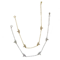 Pointed Heart Pave Station Bracelet