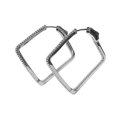 Square Sparkle Outline French Clasp Hoops