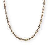 18K Gold Thick Texture Paperclip 3mm Chain Necklace