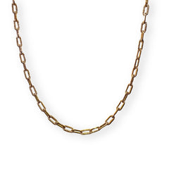 18K Gold Thick Texture Paperclip 3mm Chain Necklace