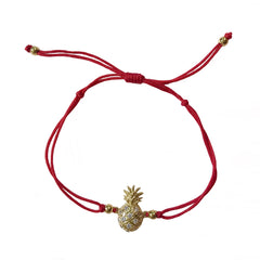 Sparkle Pineapple Red Thread Bracelet