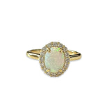 White Opaline Oval Halo Ring