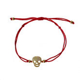 Skull Head Pave Red Thread Bracelet
