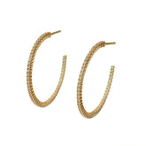 Sterling Silver Pave Open 1.17” Hoops