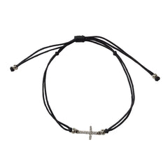 Sparkle Cross Black Thread Bracelet