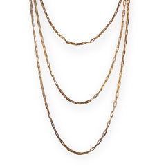 18K Gold Filled Triple Layered Paperclip Chain Necklace