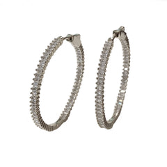 Thin Baguette 1.5” French Clasp Hoops