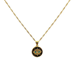 18K Gold Filled 16” Enamel Evil Eye Necklace
