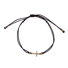 Sparkle Cross Black Thread Bracelet