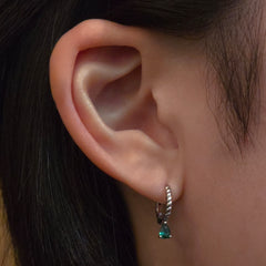 Emerald Teardrop Rope Huggies