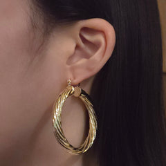 18K Gold Filled 7mm Twist Clasp Hoops