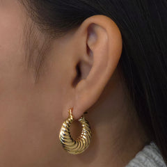 Gold Filled Striped Clasp Hoops