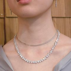 Noellery Teardrop Rectangle Baguette Tennis Eternity Necklace