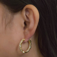 Noellery Baguette Deco Inside Out 1” Sparkle Hoops