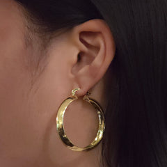 18K Gold Filled Edged Clasp Hoops