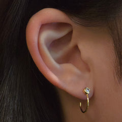 Bezel Half Hoop Studs