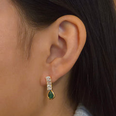 Gold Filled Emerald Baguette Earrings