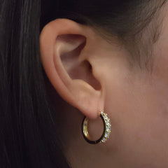 Gold Filled 6 Stone Prong Huggie Hoops