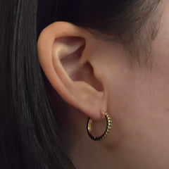 Emerald Pave Gold Filled Huggies