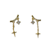 Bent Bar Starburst Cross Charm Studs