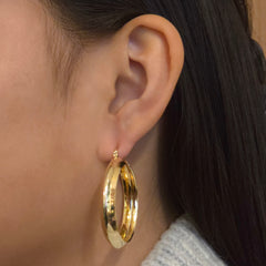18K Gold Filled Edged Clasp Hoops