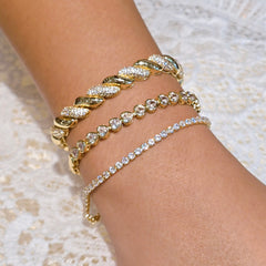 Gold Filled Gold Heart Bezel Tennis Bracelet
