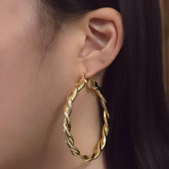 18K Gold Filled Twist Clasp Hoops
