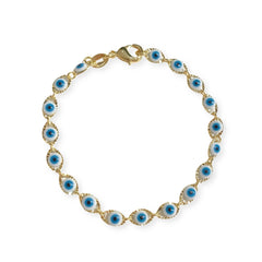 Gold Filled Evil Eye Diamond Cut Bracelet