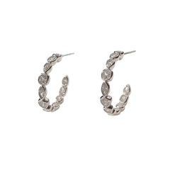 Sterling Silver Geovana Bezel Open Hoops