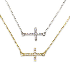 Small Sideways Cross Sparkle Bracelet