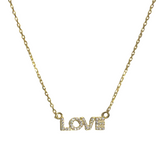 Love Pave Block Script Necklace
