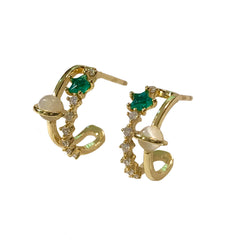 Saturn Moonstone Star Emerald Huggies