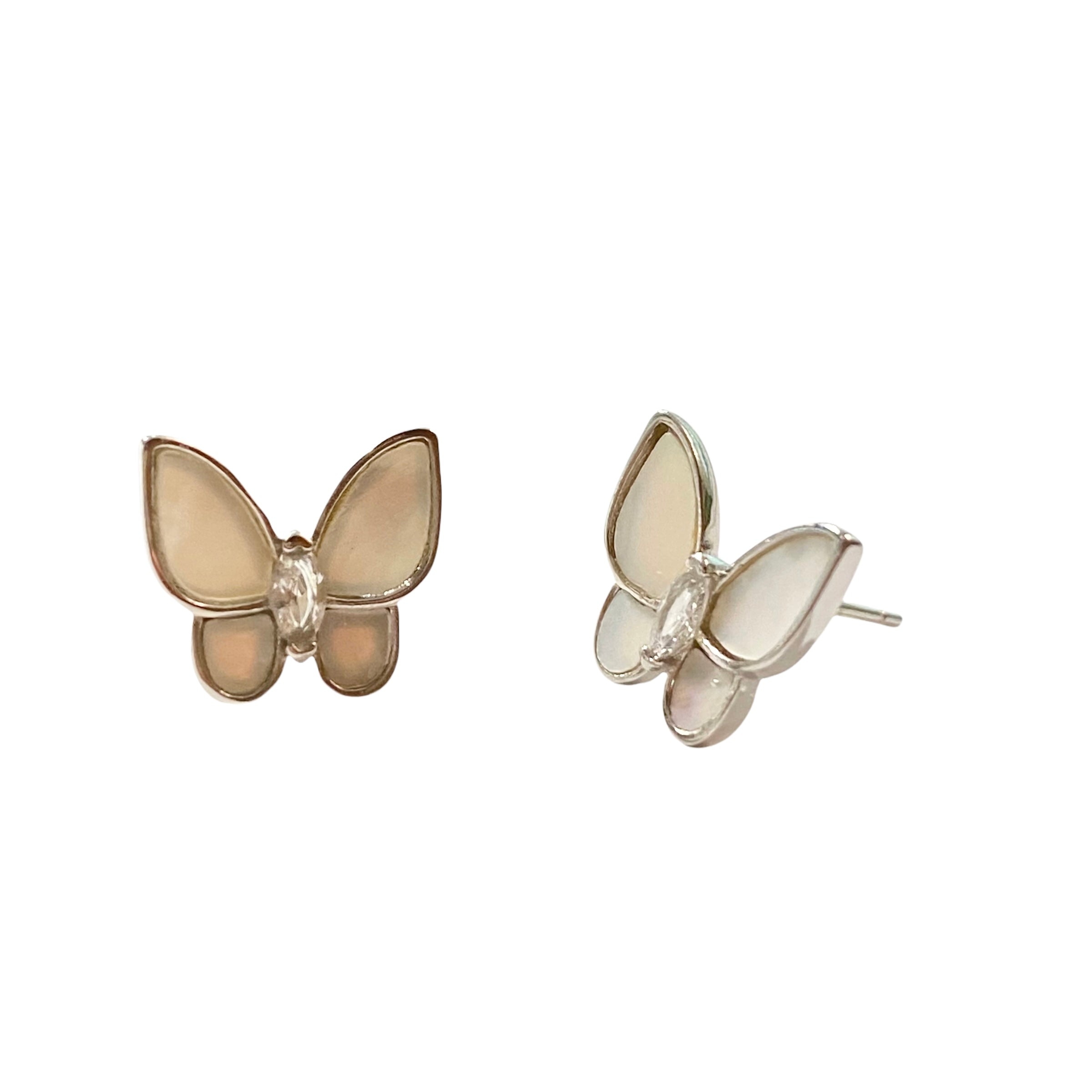 Sweet Butterfly Mother Of Pearl Studs Silver