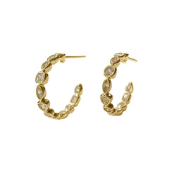 Sterling Silver Geovana Bezel Open Hoops