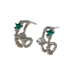 Saturn Moonstone Star Emerald Huggies