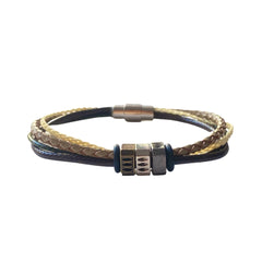 Braided Leather Chain Bolt Magnetic Bracelet