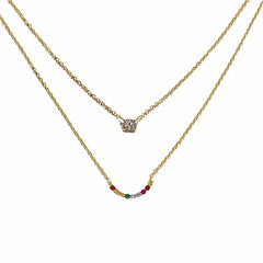 Barbara Layered Rainbow Horse Shoe Bezel Necklace