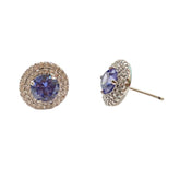 Adriene Round Birthstone Double Halo Studs