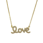 Amore Love Cursive Script Sparkle Necklace