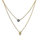Layered Evil Eye Hamsa Necklace