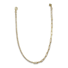 Amy Mixed Media Paperclip Link Tennis Anklet