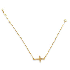 Small Sideways Cross Sparkle Bracelet