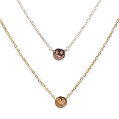 Tiny Smiley Face Disc Necklace
