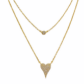 Layered Bezel Pointed Heart Sparkle Necklace