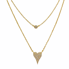 Layered Bezel Pointed Heart Sparkle Necklace