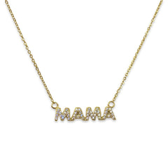 Mama Block Script Sparkle Necklace