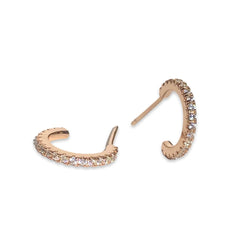 Mini Pave Half Hoop Huggie Earrings