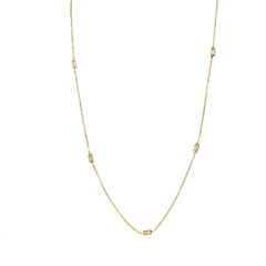 Long Baguette Bezel Station Necklace