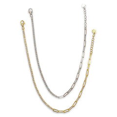 Amy Mixed Media Paperclip Link Tennis Anklet