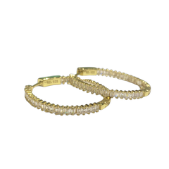 Baguette Inside Out 1” French Clasp Hoops